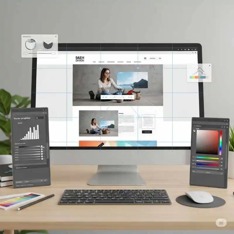 Computer monitor used for website design